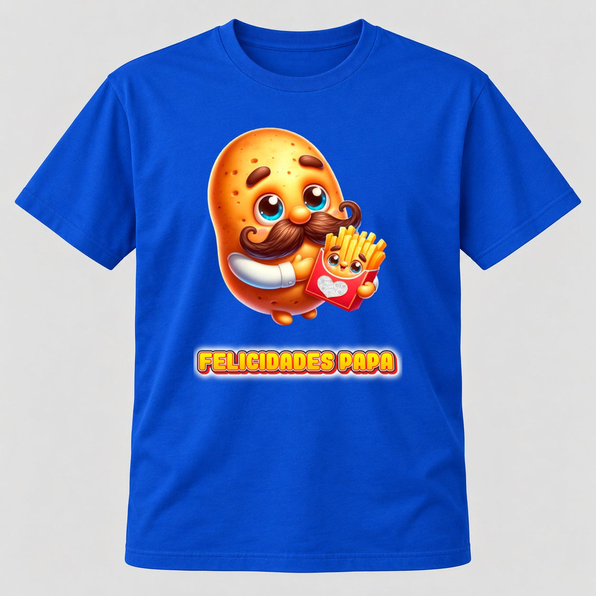 Camiseta Felicidades Papa, diseño de patata con bigote y su hijo patata frita - Starwaytohelen