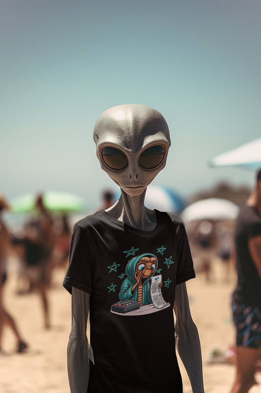 Camiseta ET Revisando la Factura del Telefono Divertida