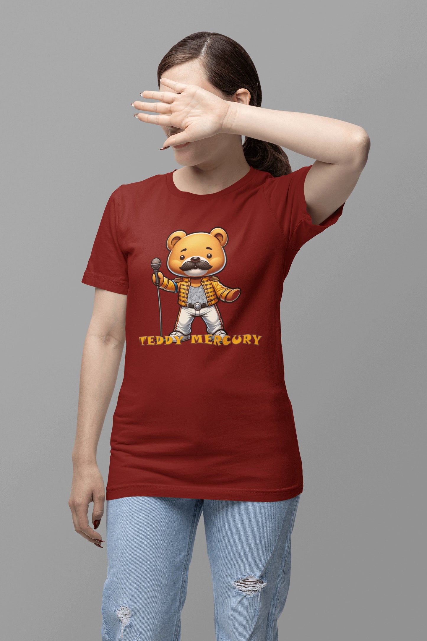 Detalle camiseta Teddy Mercury, parodia de Freddie Mercury y Queen - Starway to Helen