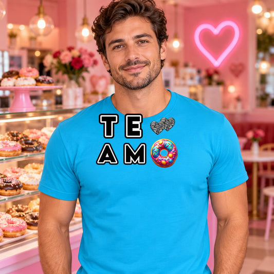 Hombre con camiseta Te Amo Donut, donuts y corazones - Starway to Helen