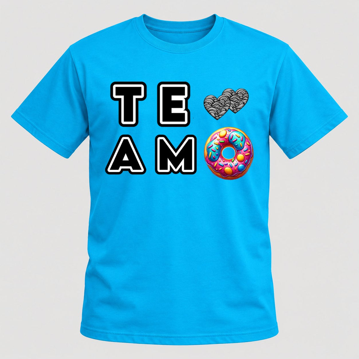 Camiseta Te Amo Donut turquesa con donuts y corazones - Starwaytohelen