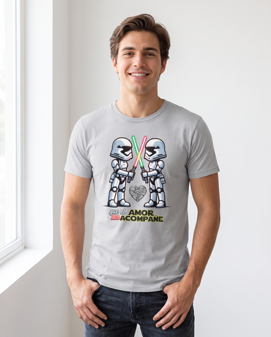 Hombre con camiseta Que el Amor Nos Acompañe, parodia de Star Wars - Starway to Helen
