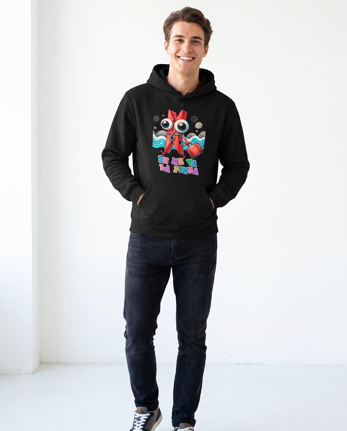 Pareja con camiseta Se Me Va la Pinza, diseño de pinza con humor - Starway to Helen