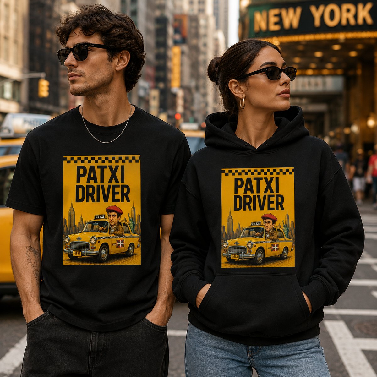 Pareja con camiseta y sudadera Patxi Driver, parodia de Taxi Driver - Starway to Helen