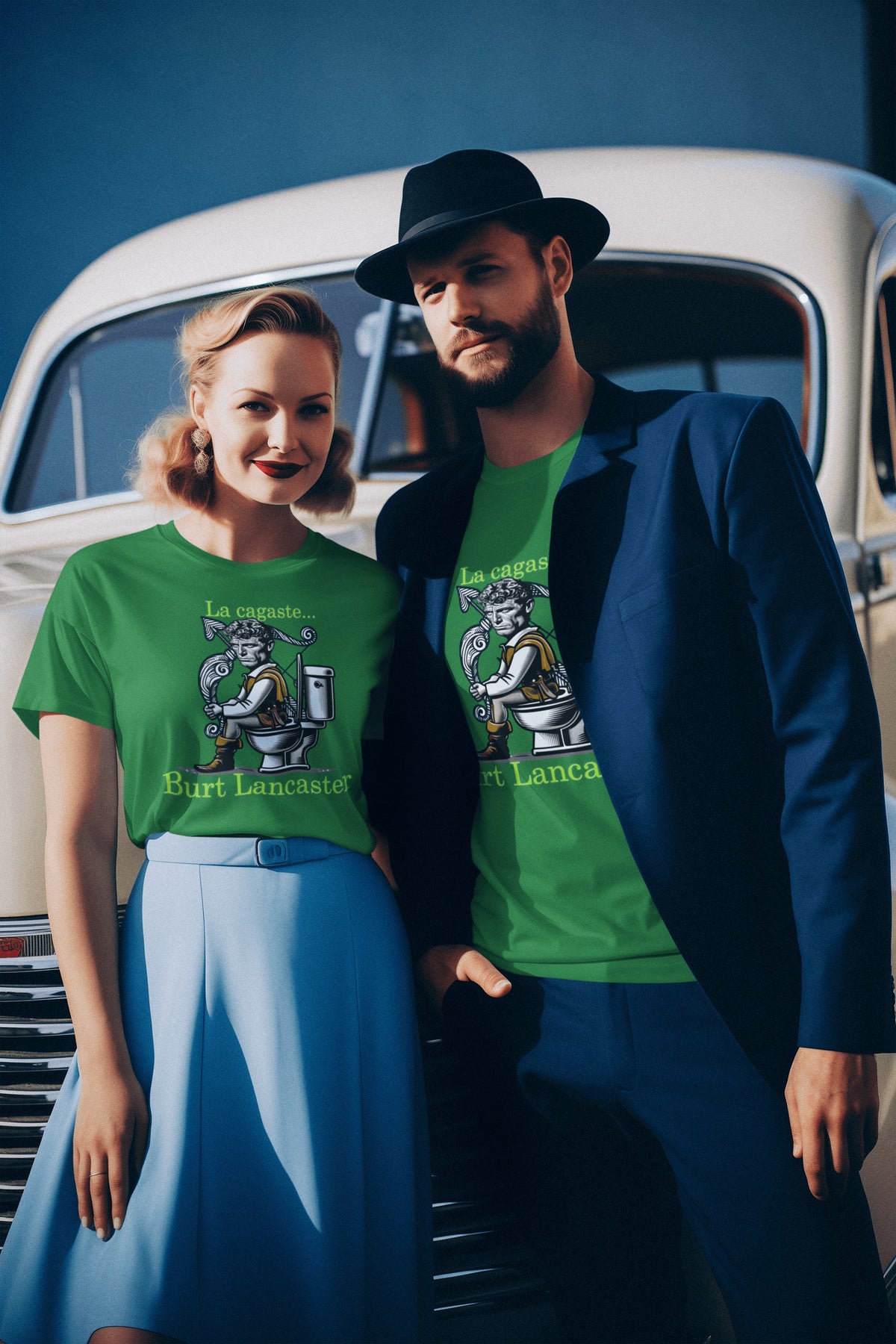Pareja con camiseta La Cagaste Burt Lancaster, parodia de Burt Lancaster - Starway to Helen