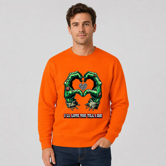 Hombre con sudadera naranja I'll Love You Till I Die – Starway to Helen