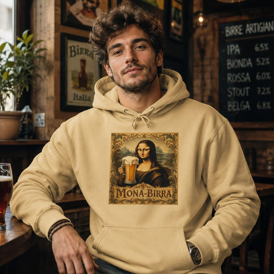 Hombre con sudadera Mona-Birra, Mona Lisa de Da Vinci - Starway to Helen