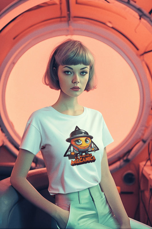 Mujer con camiseta La Naranja Mecánica, película de Kubrick - Starway to Helen