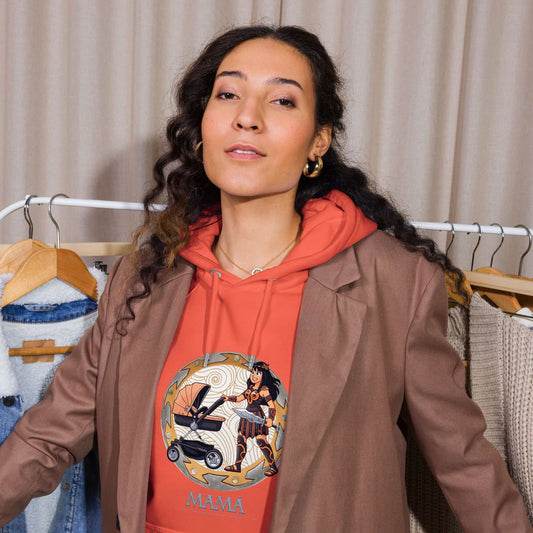 Vista frontal de sudadera Mamá Guerrera, regalo original para madres con actitud