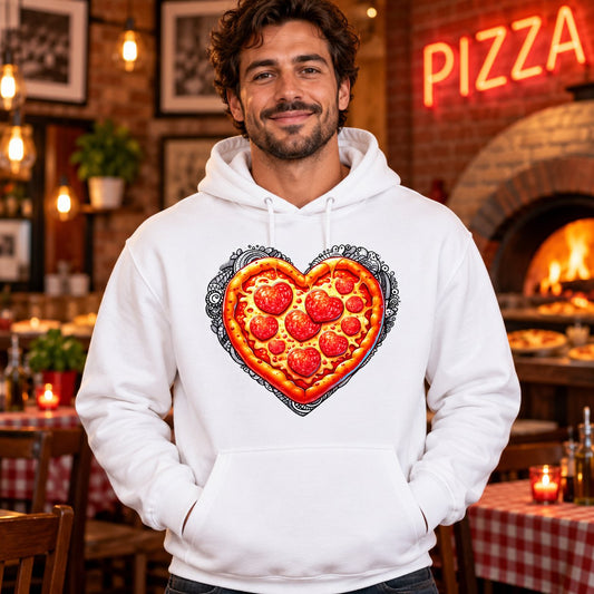 Hombre con sudadera Pizza is My Valentine en una pizzería, regalo original para San Valentín - Starway to Helen