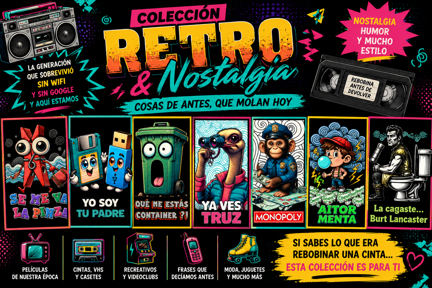 Camisetas retro y nostálgicas inspiradas en los años 80 y 90