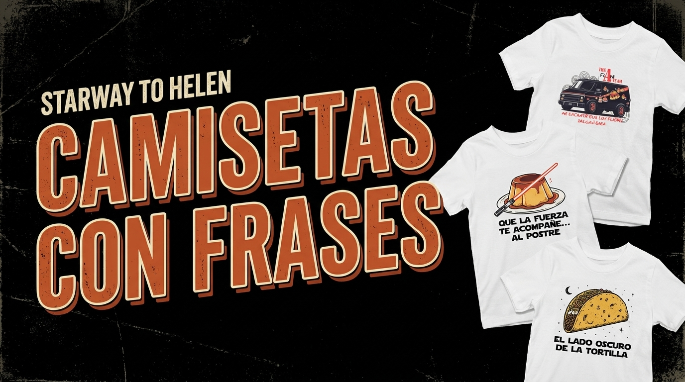 Camisetas con Frases Graciosas y Juegos de Palabras - Starway to Helen