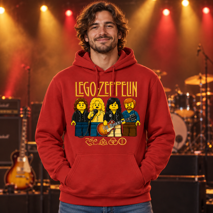 Pareja con sudadera Lego Zeppelin, parodia de Led Zeppelin con Lego - Starway to Helen