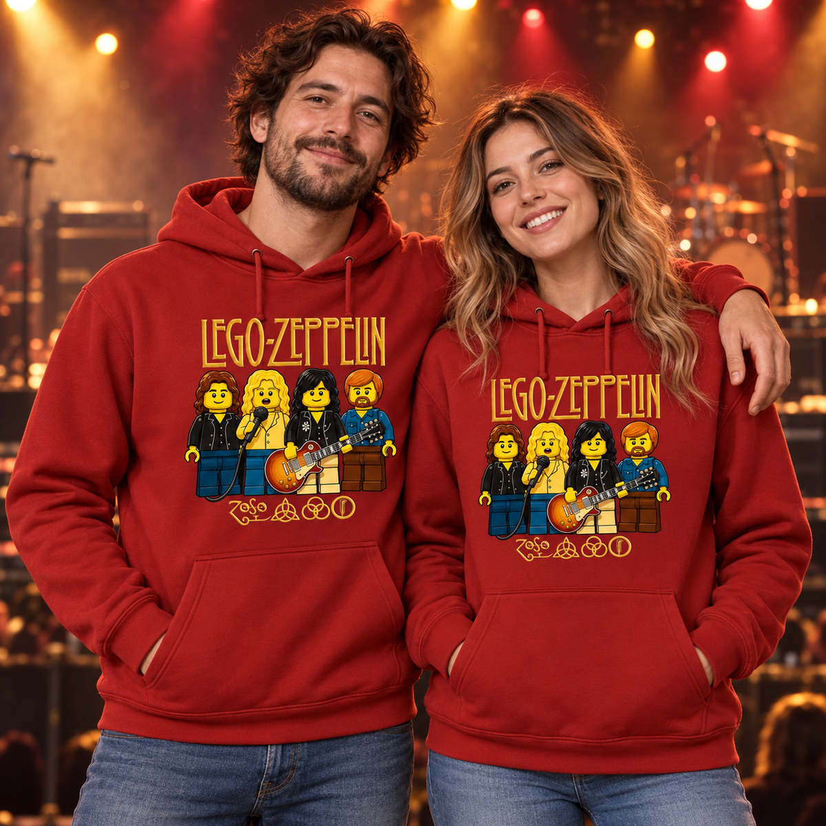 Mujer con sudadera Lego Zeppelin, parodia de Led Zeppelin con Lego - Starway to Helen