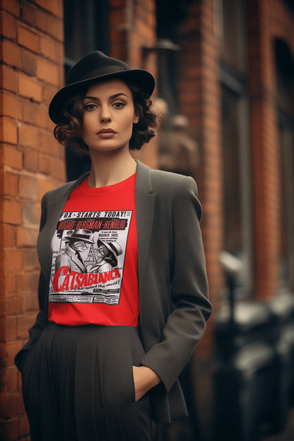 Hombre con camiseta Catsablanca, parodia de Casablanca - Starway to Helen