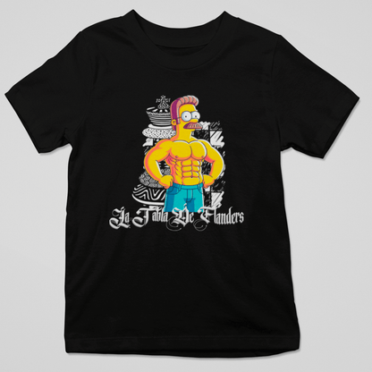 Camiseta negra divertida de Flanders musculoso estilo tattoo