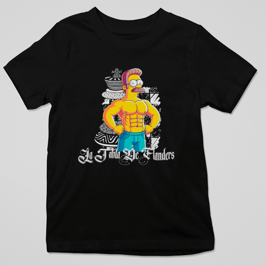 Camiseta negra divertida de Flanders musculoso estilo tattoo