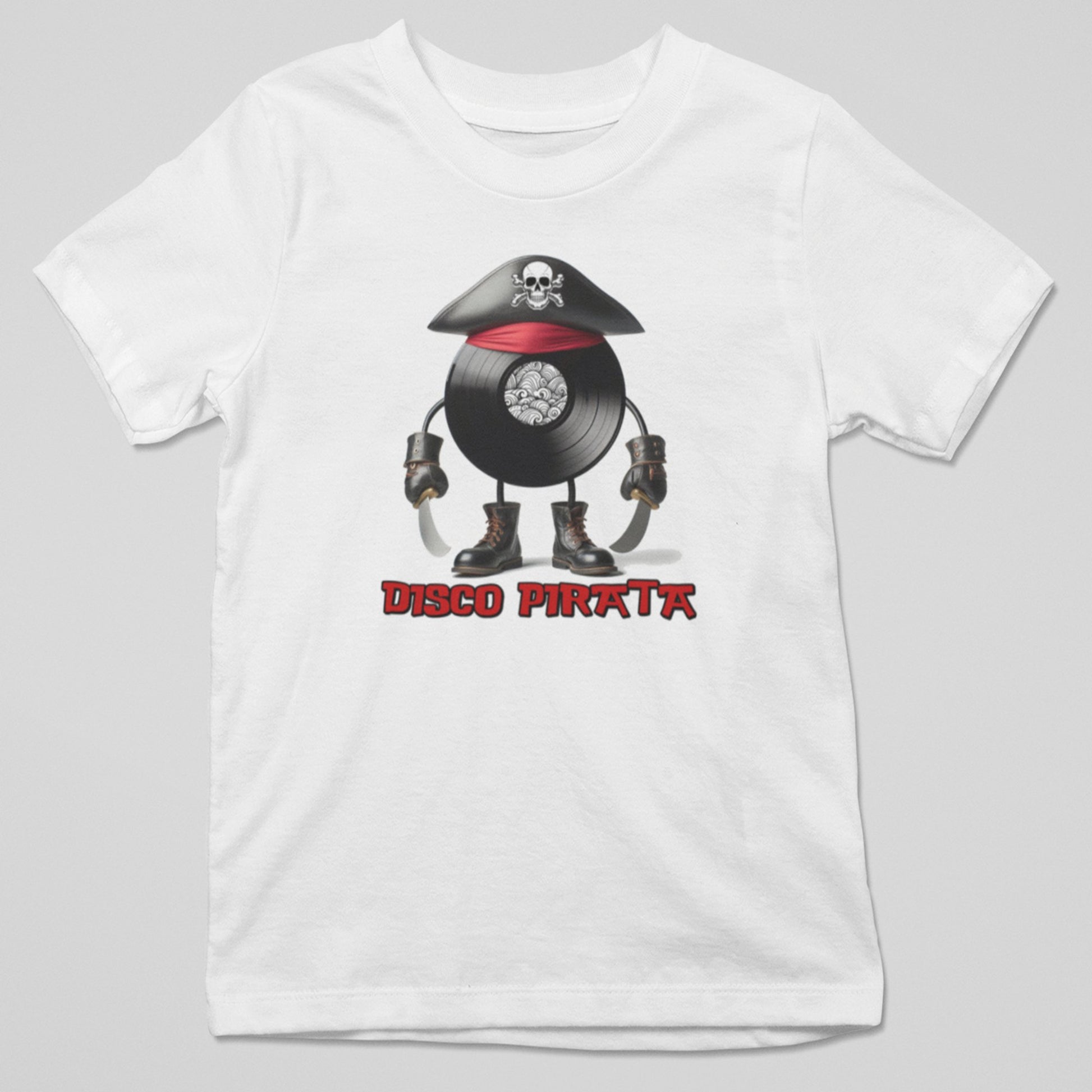 Camiseta Disco Pirata con diseño pirata y vinilo, rock y aventura originales