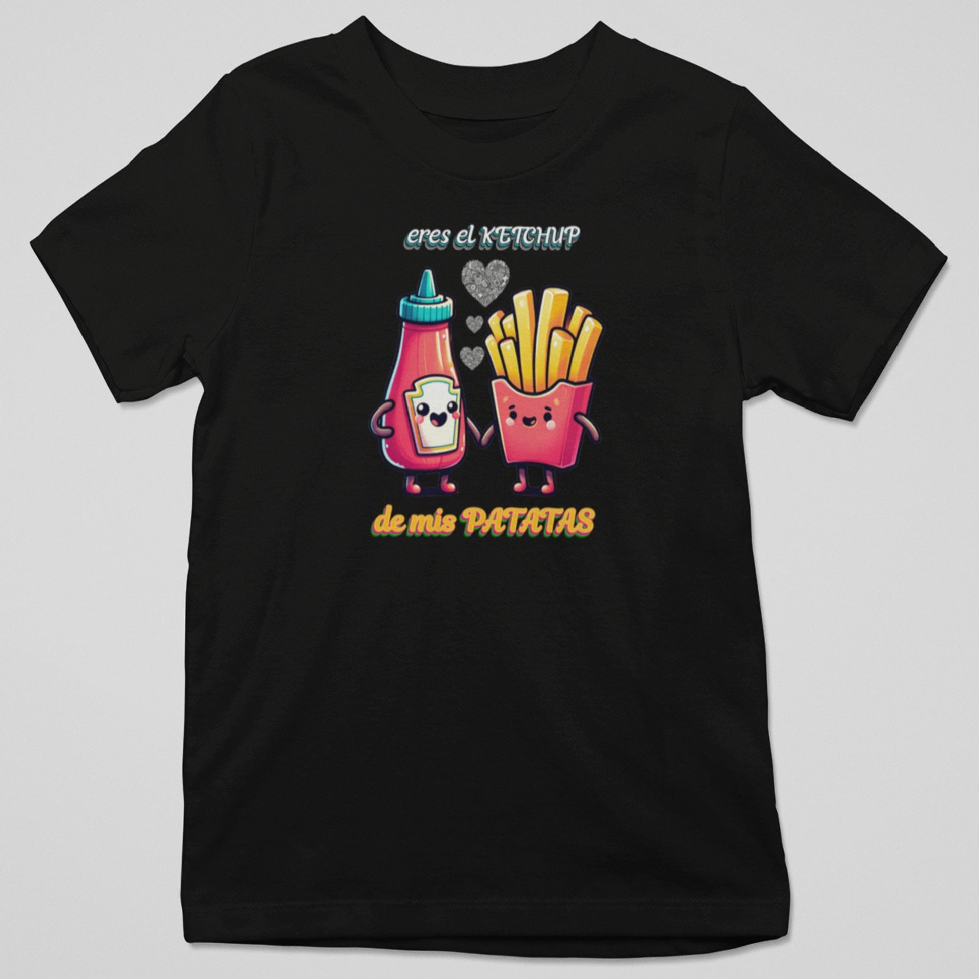 Camiseta Eres el Ketchup de Mis Patatas con diseño ketchup y patatas, amor gastronómico