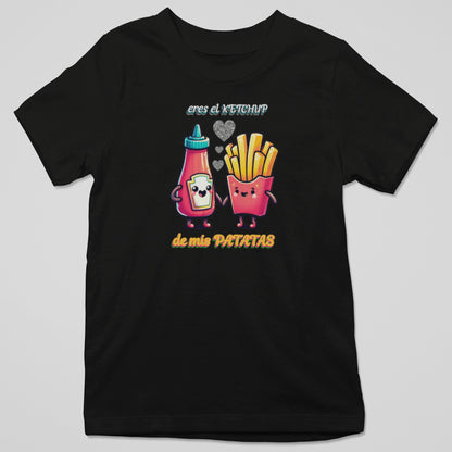 Camiseta Eres el Ketchup de Mis Patatas con diseño ketchup y patatas, amor gastronómico