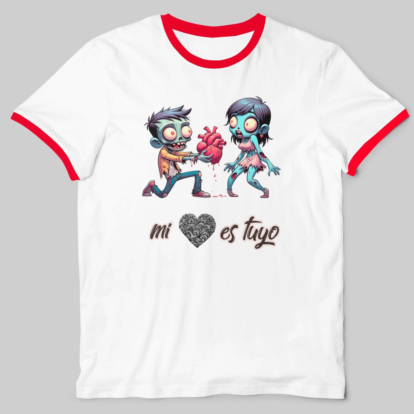 Camiseta Mi Corazón es Tuyo con diseño corazón zombi, amor oscuro y divertido