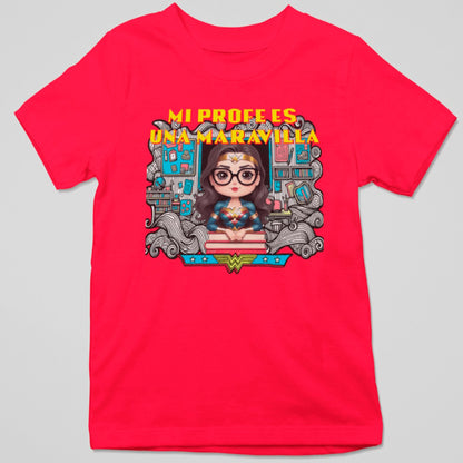 Camiseta Mi Profe es una Maravilla con diseño de agradecimiento, regalo para profesores