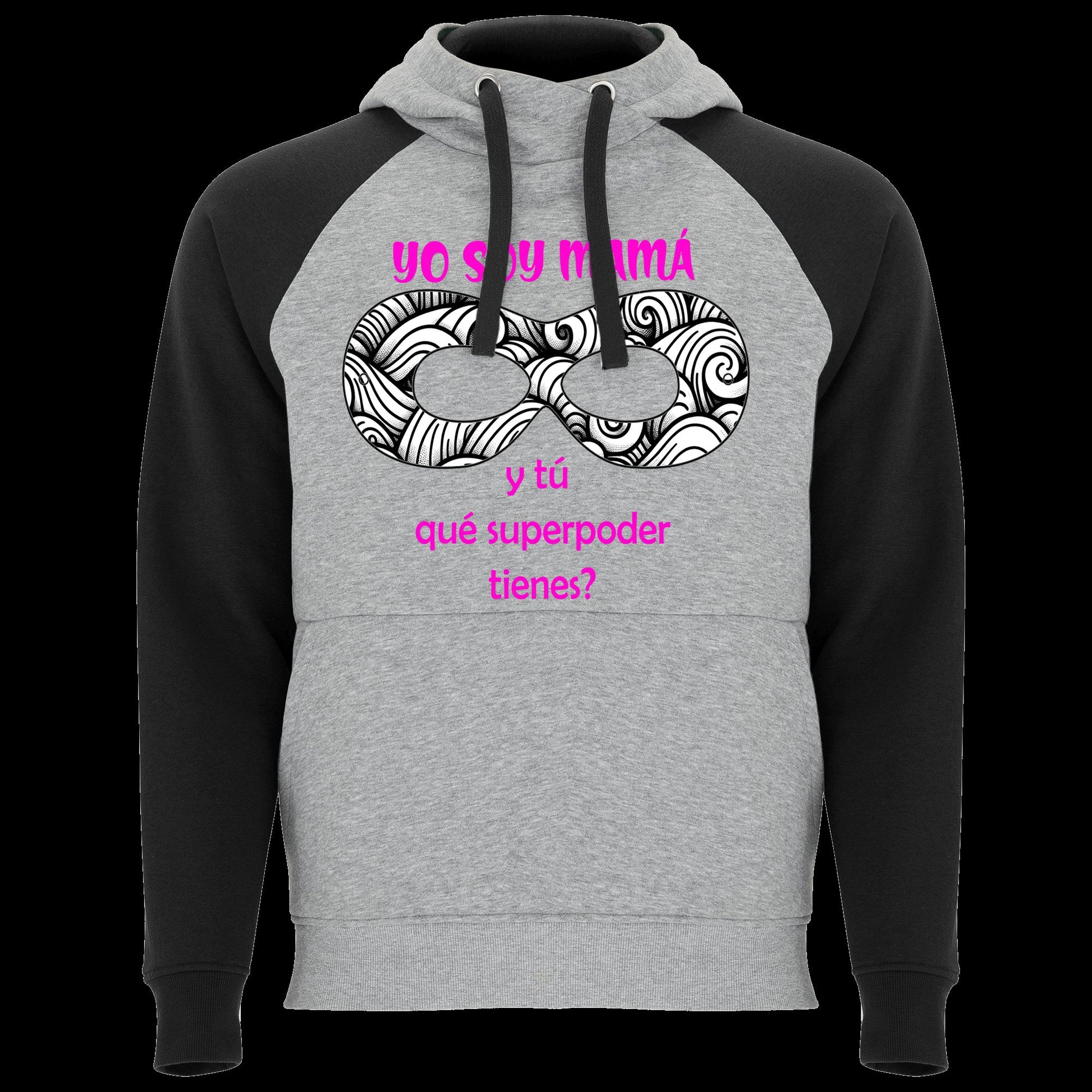 Sudadera Yo Soy Mamá ¿Y Tú Qué Superpoder Tienes? con capucha, diseño superheroína