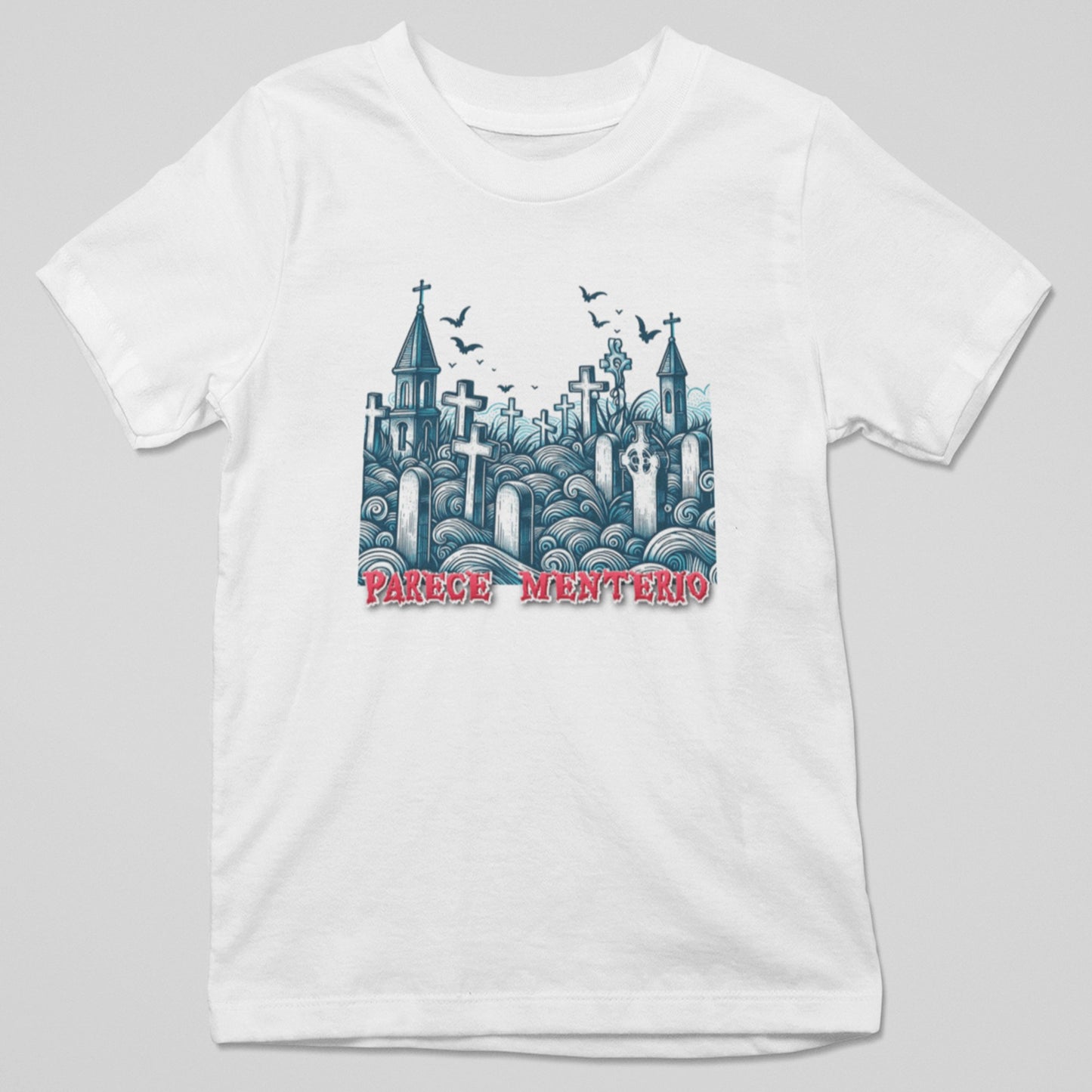 Camiseta Parece Menterio con diseño cementerio animado y humor español
