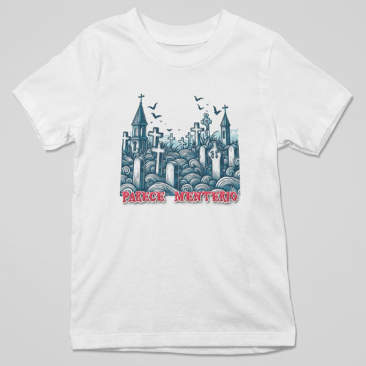 Camiseta Parece Menterio con diseño cementerio animado y humor español