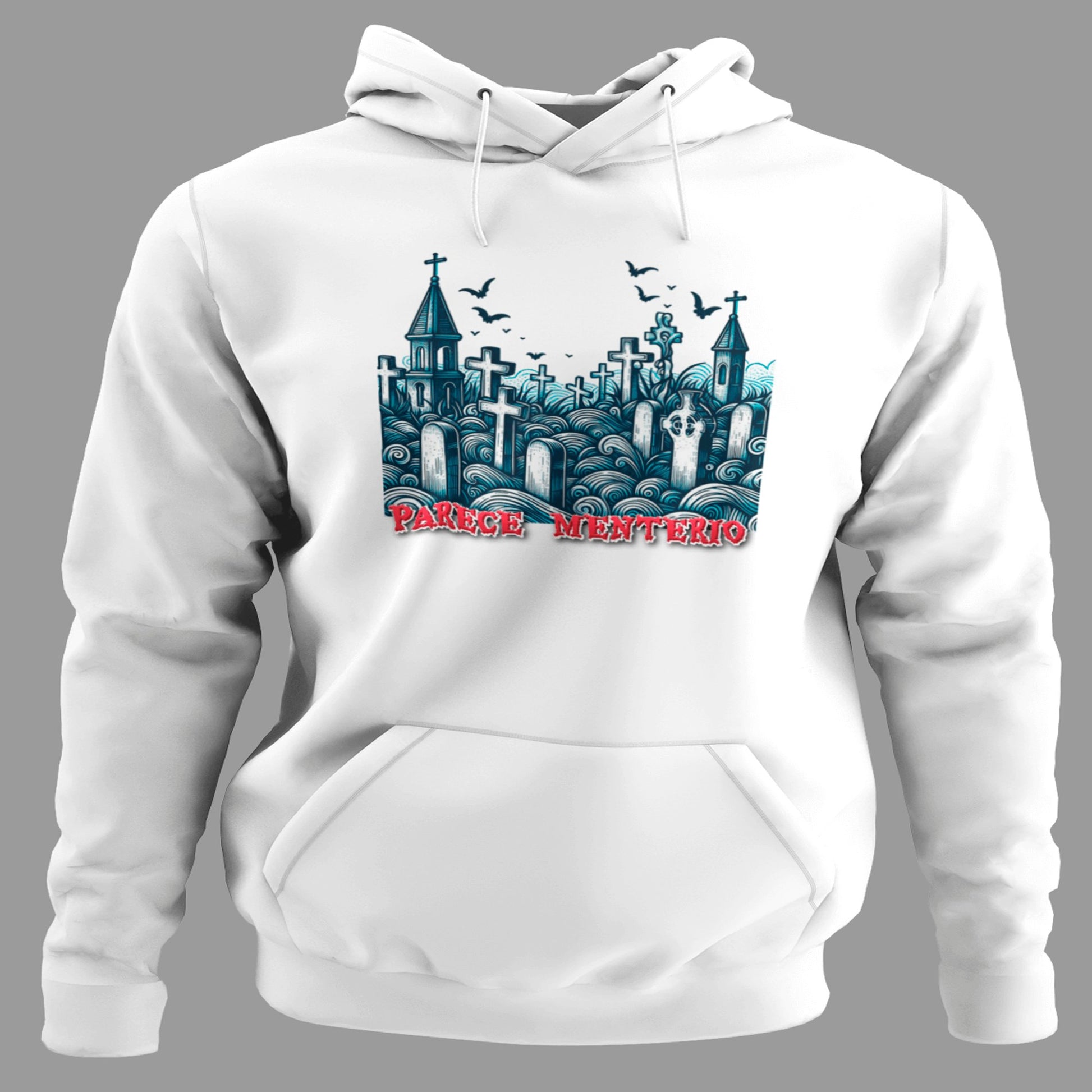 Sudadera Parece Menterio con capucha, diseño cementerio humorístico y juego de palabras