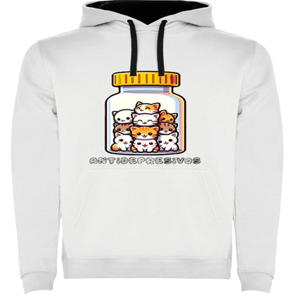 Sudadera Antidepresivos con capucha y gatos ilustrados, regalo humor para amantes de los gatos
