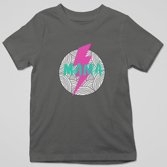 Camiseta gris Mamá Relámpago con diseño flash, regalo divertido para el Día de la Madre