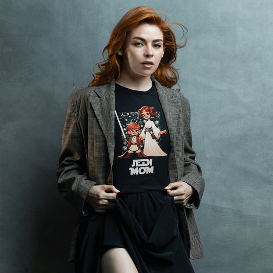 Mujer con camiseta Jedi Mom, parodia de Star Wars - Starway to Helen