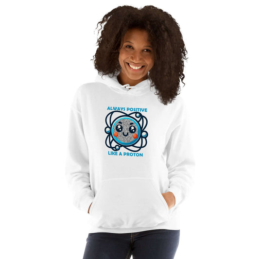 Sudadera Always Positive con capucha en color gris, regalo para amantes de la física