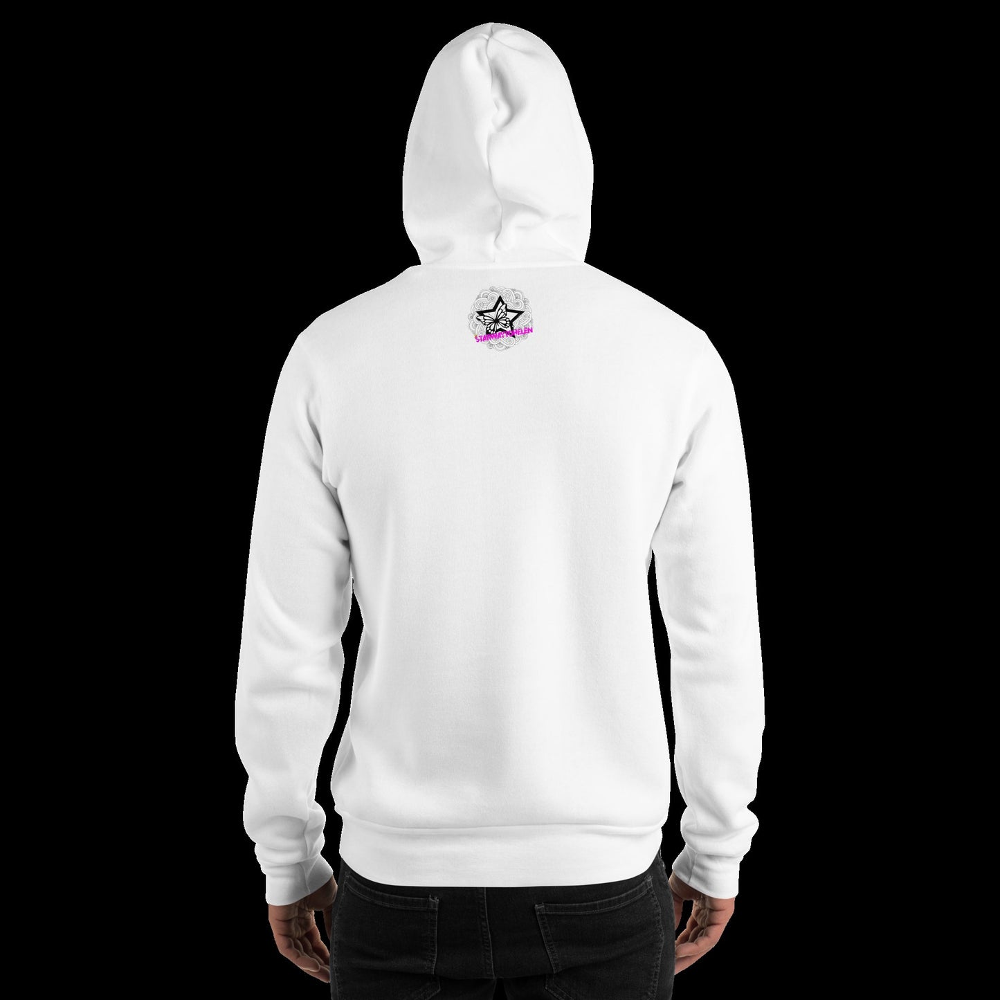 Modelo con sudadera Dadman, parodia de Batman - Starway to Helen