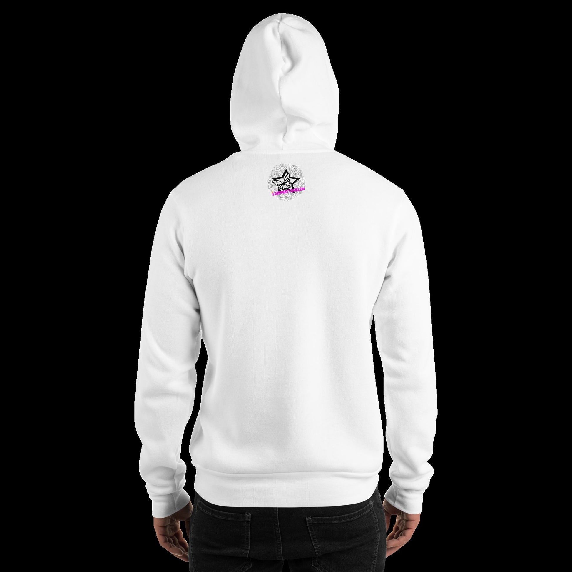 Modelo con sudadera Dadman, parodia de Batman - Starway to Helen