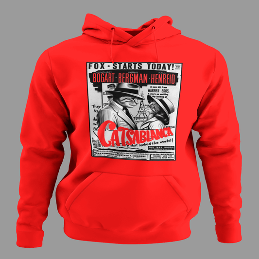 Sudadera Catsablanca con parodia felina inspirada en el clásico cartel de Casablanca