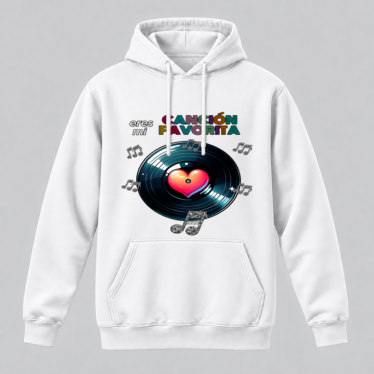 Sudadera blanca Eres Mi Canción Favorita, diseño de vinilo y corazón - Starway to Helen