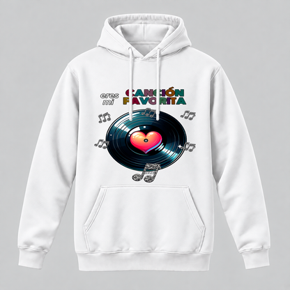 Sudadera blanca Eres Mi Canción Favorita, diseño de vinilo y corazón - Starway to Helen