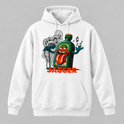 Sudadera Jagger blanca, diseño mascota botella parodia Rolling Stones - Starway to Helen
