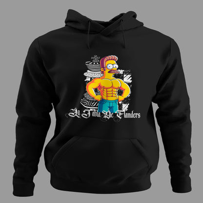 Sudadera negra divertida de Flanders musculoso estilo tatuaje