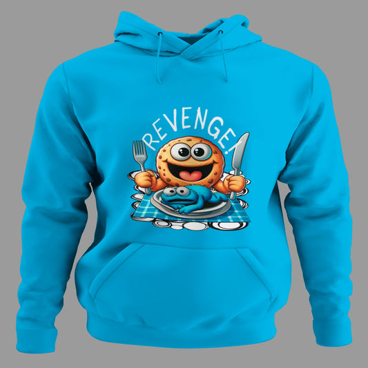 Sudadera azul divertida Revengue con galleta y monstruo azul