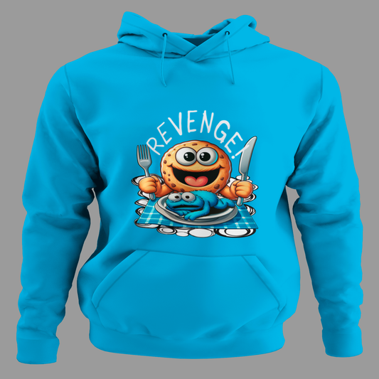 Sudadera azul divertida Revengue con galleta y monstruo azul