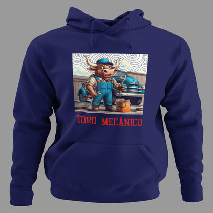 Sudadera Toro Mecánico con capucha, diseño toro con engranajes, regalo divertido