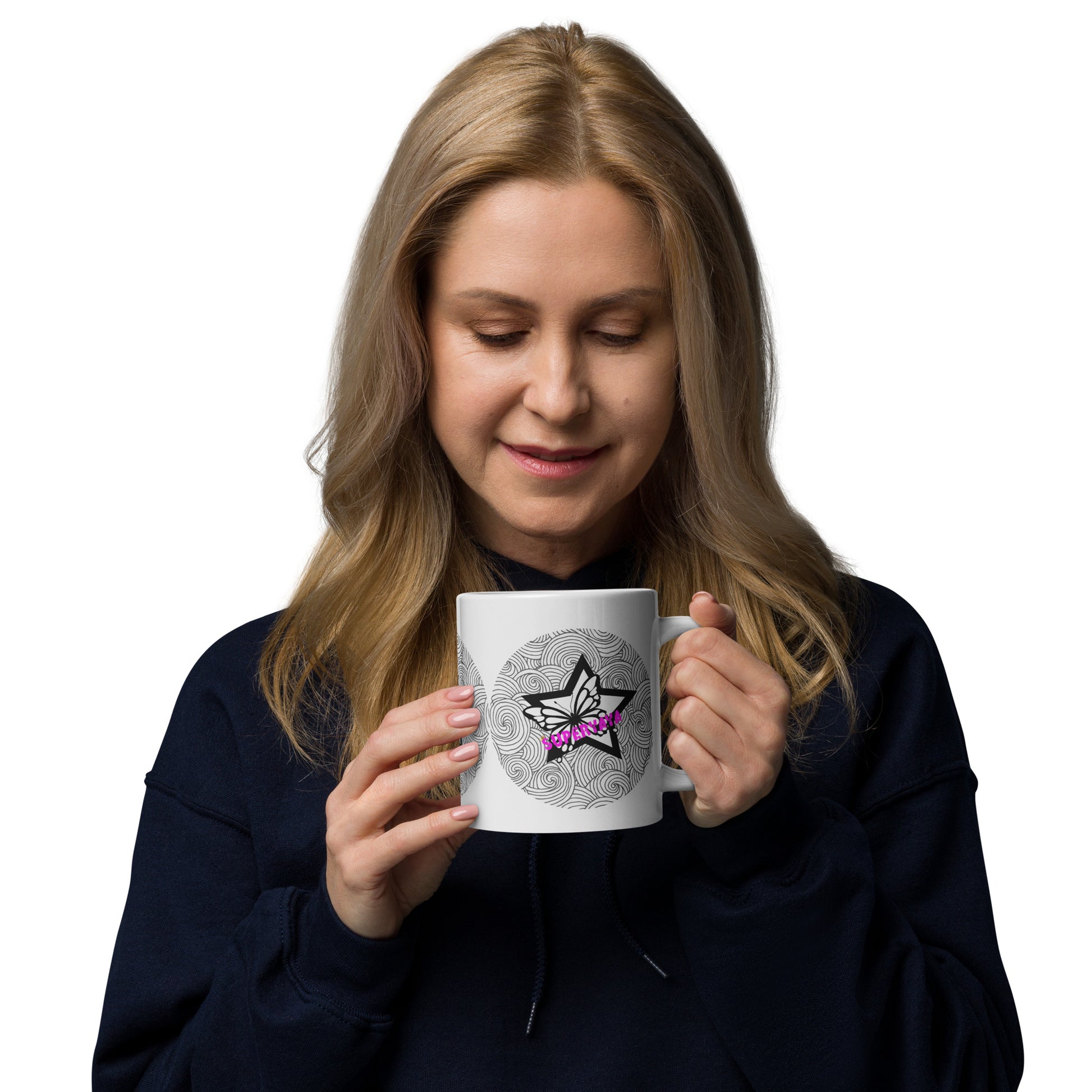 Taza blanca SuperYaya con diseño estrella, regalo original para yayas