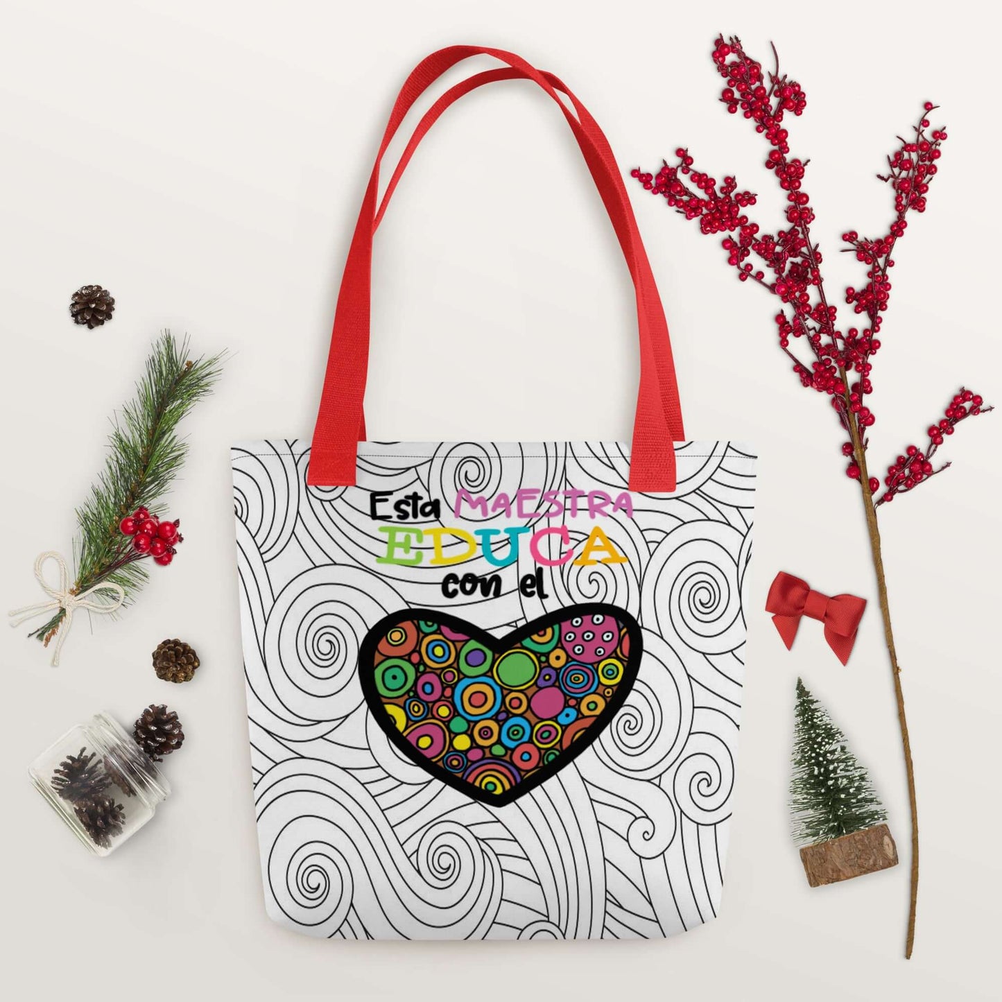 Tote Bag "Esta Maestra Educa con el ❤️" 🌟: ¡Un Homenaje a las Maestras que Inspiran!