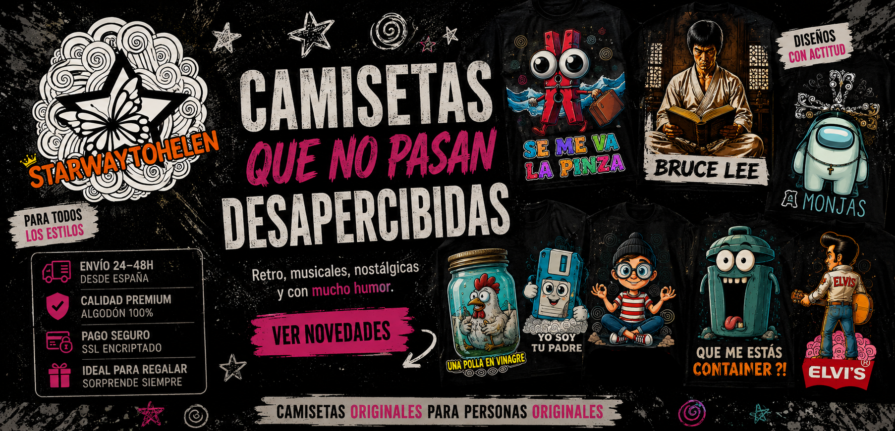 Camisetas graciosas y originales StarwaytoHelen retro musicales y nostálgicas