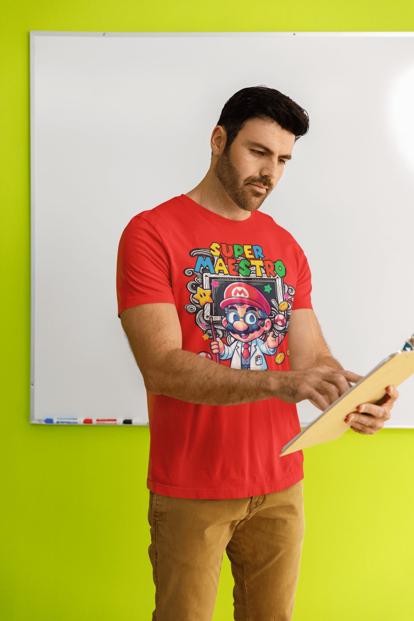 Persona con camiseta Super Maestro de Starway to Helen