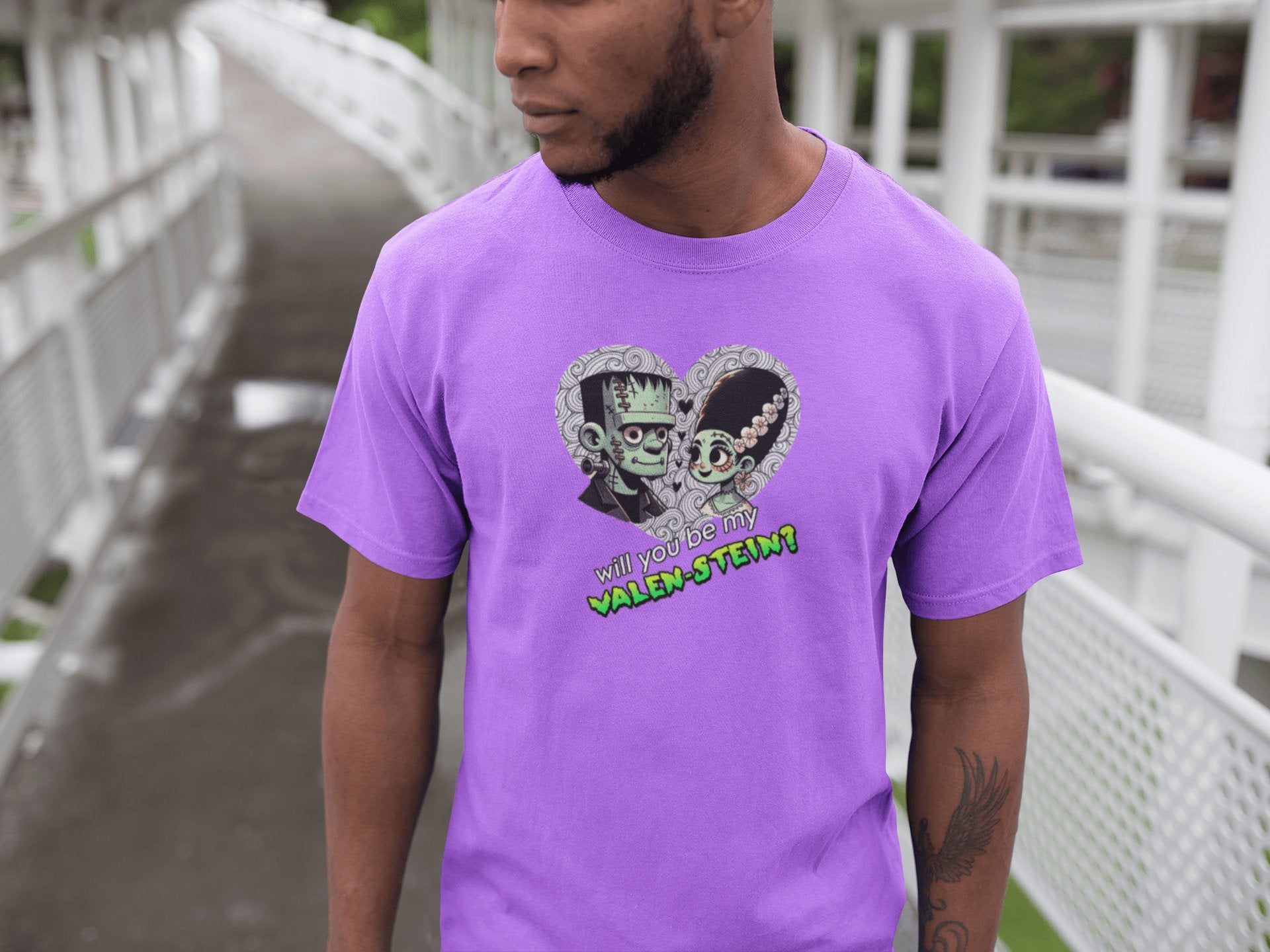 Camiseta Will You Be My Valen-Stein, parodia de Frankenstein - Starway to Helen