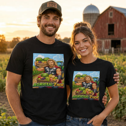 Pareja con camiseta Agricul-Thor, parodia de Thor (Marvel) - Starway to Helen